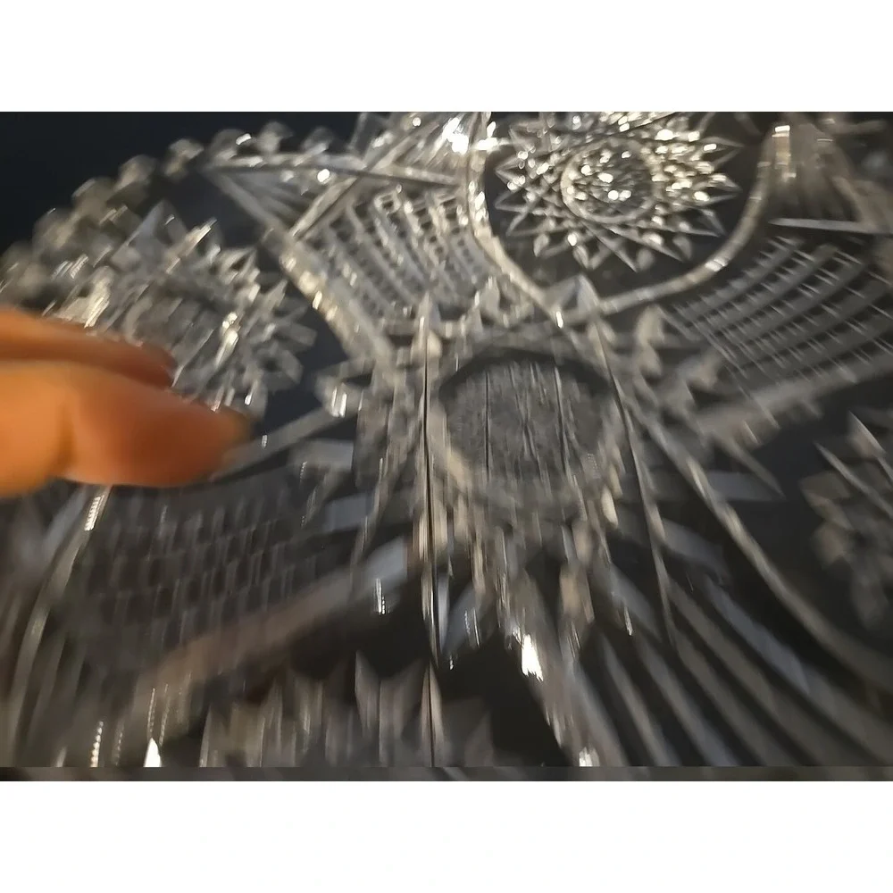 Antique American Brilliant Cut Glass Hobstar File Heavy Candy Bowl‎ Dish Estate